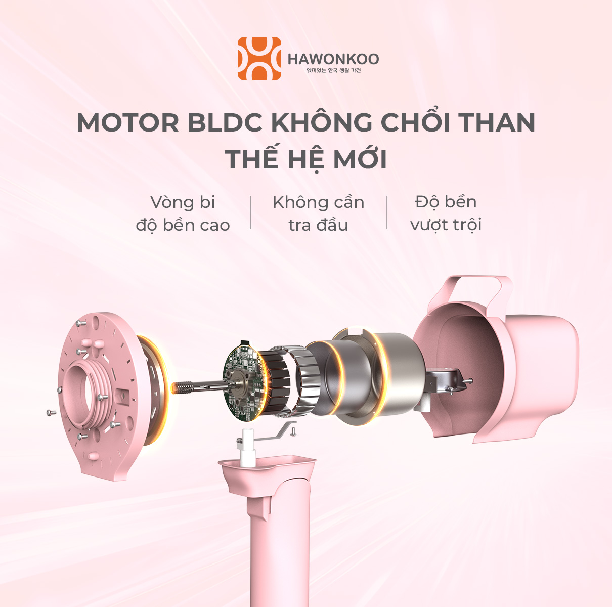 Quạt Đứng HAWONKOO DC FDH-012-SPEED24 7 Cánh 25W Hàng Chính Hãng Bảo Hành 12 Tháng - Thương Hiệu Hàn Quốc