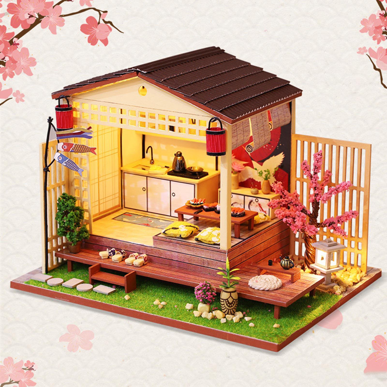 Creative Wooden Dollhouse DIY 3D Puzzle with Light & Furniture,Handcraft Cottage Accessory Valentine'S Gift