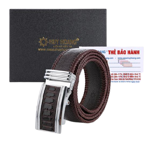Thắt lưng nam da đà điểu Huy Hoàng đan viền 4P màu đen, nâu đất, vàng bò, nâu đỏ HT4458-62-66-70