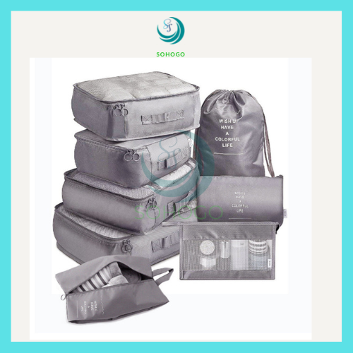 - Set 8 túi đựng đồ du lịch đa năng, nhiều size- CHỌN MÀU- Bộ 8 túi phân loại đồ phù hợp đi công tác, du lịch cho nam và nữ
