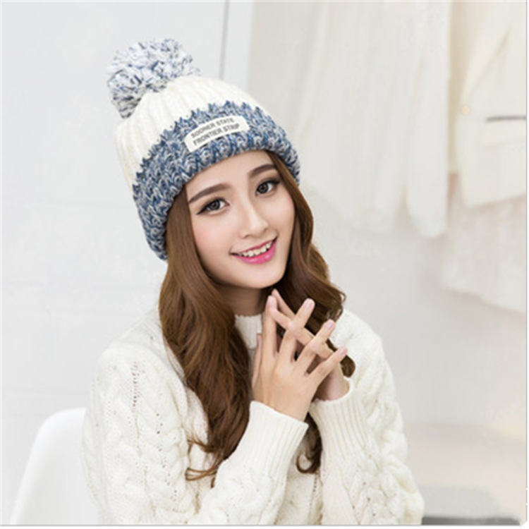 Mũ len nữ winter dệt kim ấm áp nón len nữ phối màu dona22122502