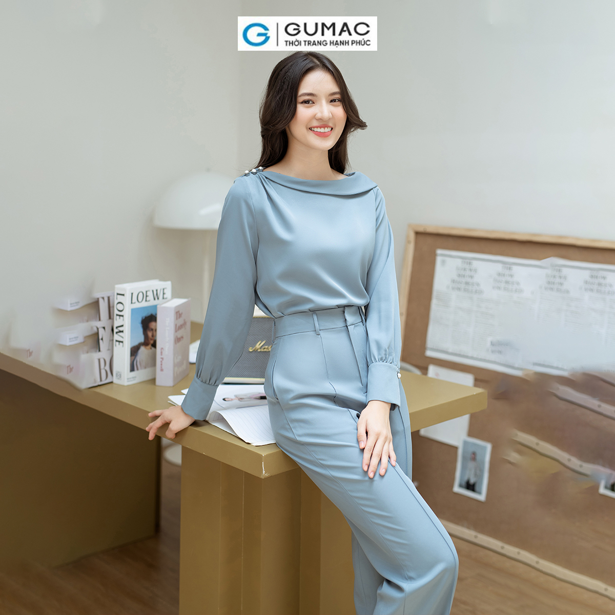 Quần suông chiết ly GUMAC QD08062