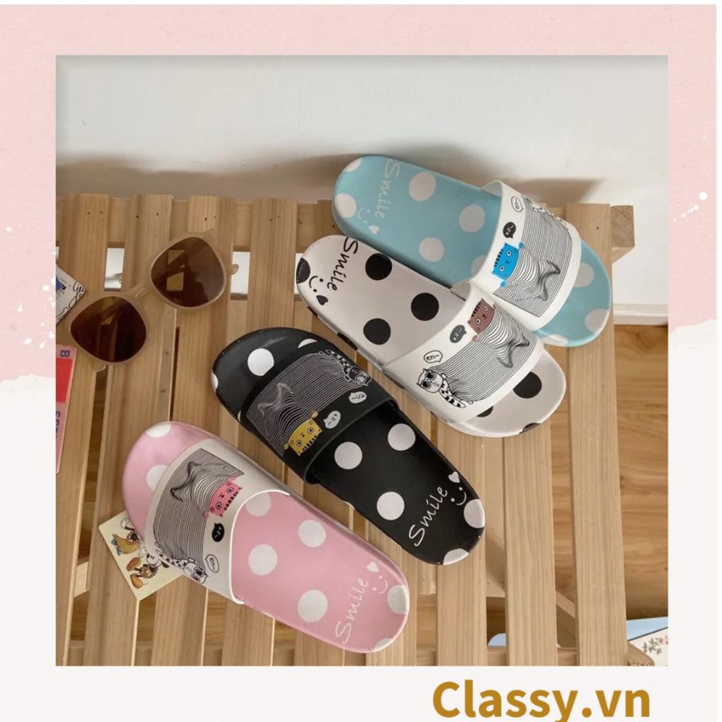 XẢ KHO Dép quai ngang nam nữ Classy họa tiết chấm bi đáng yêu, siêu êm, siêu bền G1120