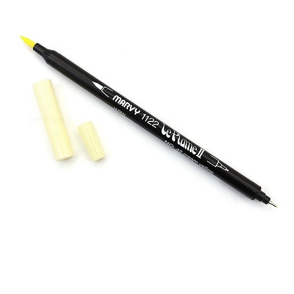 Bút lông hai đầu màu nước Marvy LePlume II 1122 - Brush/ Extra fine tip - Cream Yellow (42)