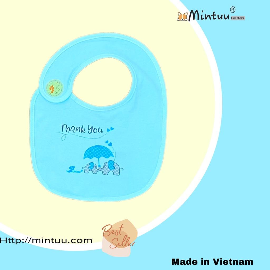 Yếm ăn dặm cho bé sơ sinh dán vai chống thấm lót nilong thương hiệu Mintuu, chất liệu vải 100% cotton