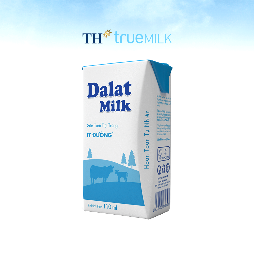 Thùng 48 hộp sữa tươi tiệt trùng ít đường Dalatmilk 110ml (110ml x 48)