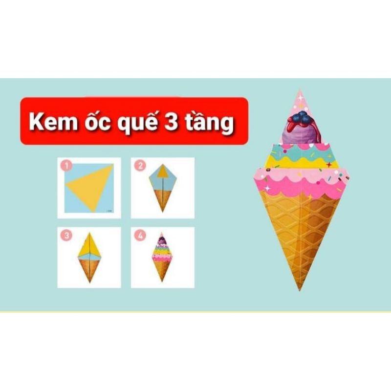 Bộ gấp giấy Origami cho bé nhiều hình ảnh đáng yêu kèm theo tờ hướng dẫn.