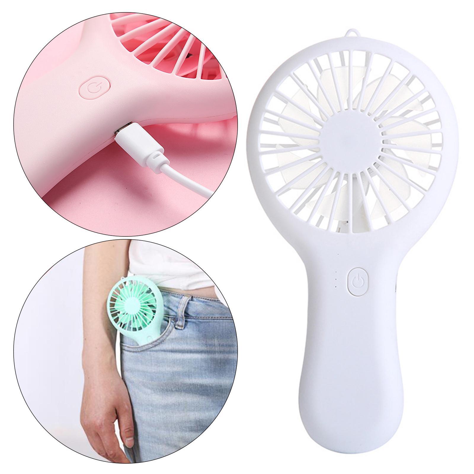 Portable Mini Handheld Fan USB Charging Mute for Camping Hiking White