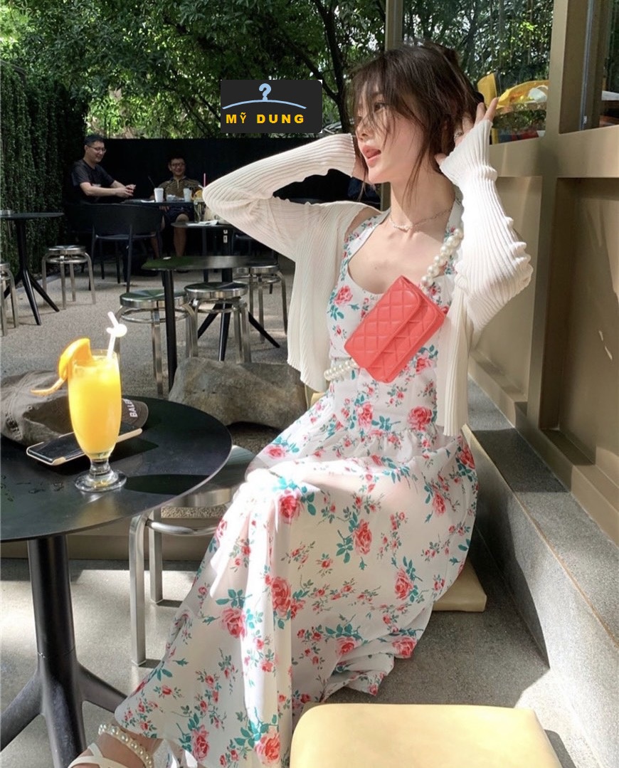 ĐẦM MIDI HOA CỔ YẾM - NHẸ NHÀNG- NỮ TÍNH- KHÔNG KÉM PHẦN GỢI CẢM