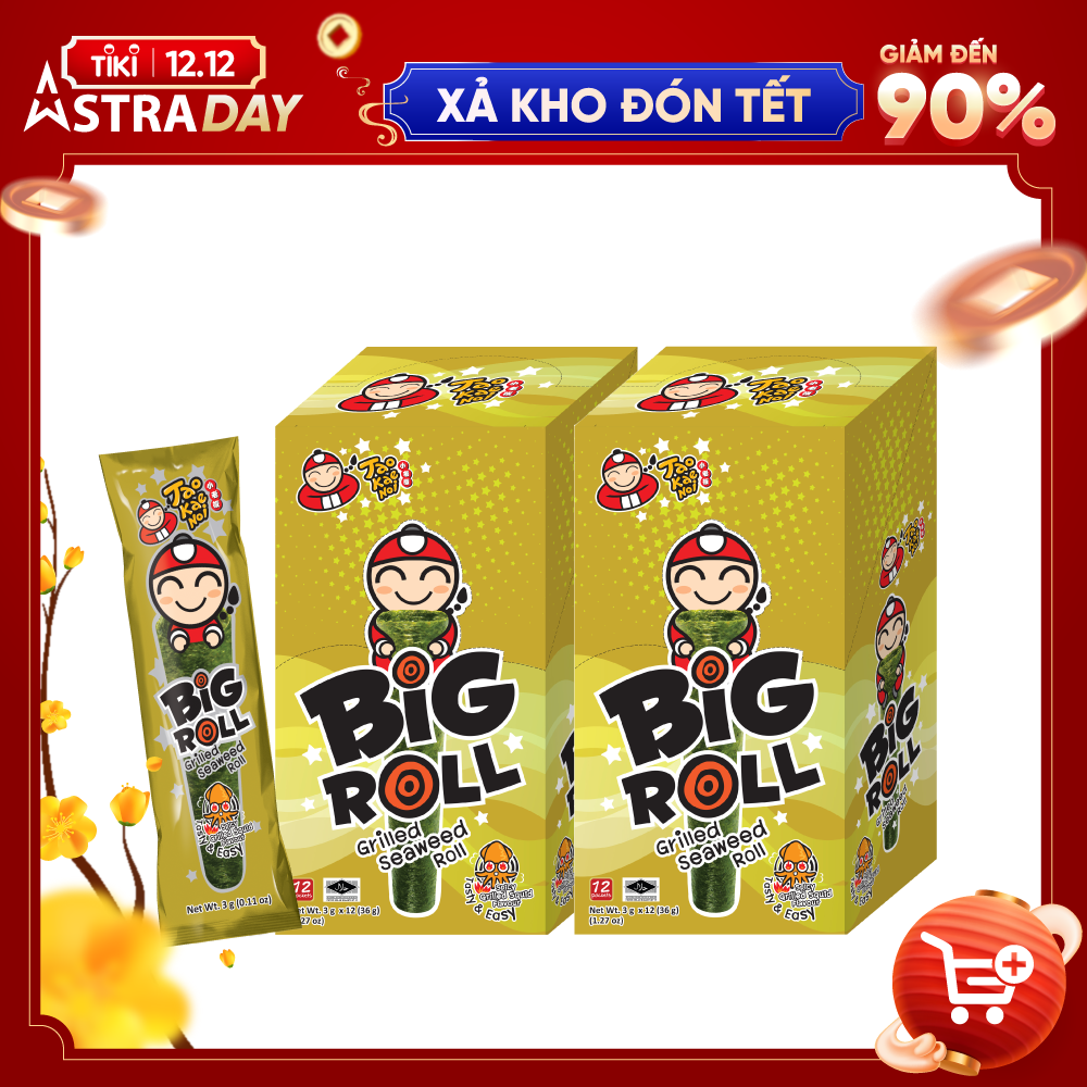 Combo 2 hộp Snack Rong Biển Taokaenoi BIG ROLL Thái Lan nhiều vị  Hộp 12 cái x 3g