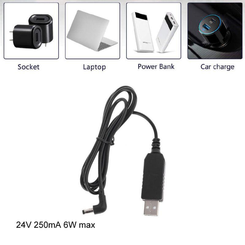 Dây Cáp Tăng Áp 90 Độ Usb 5v Sang 24v 250ma 5.5x2.1mm