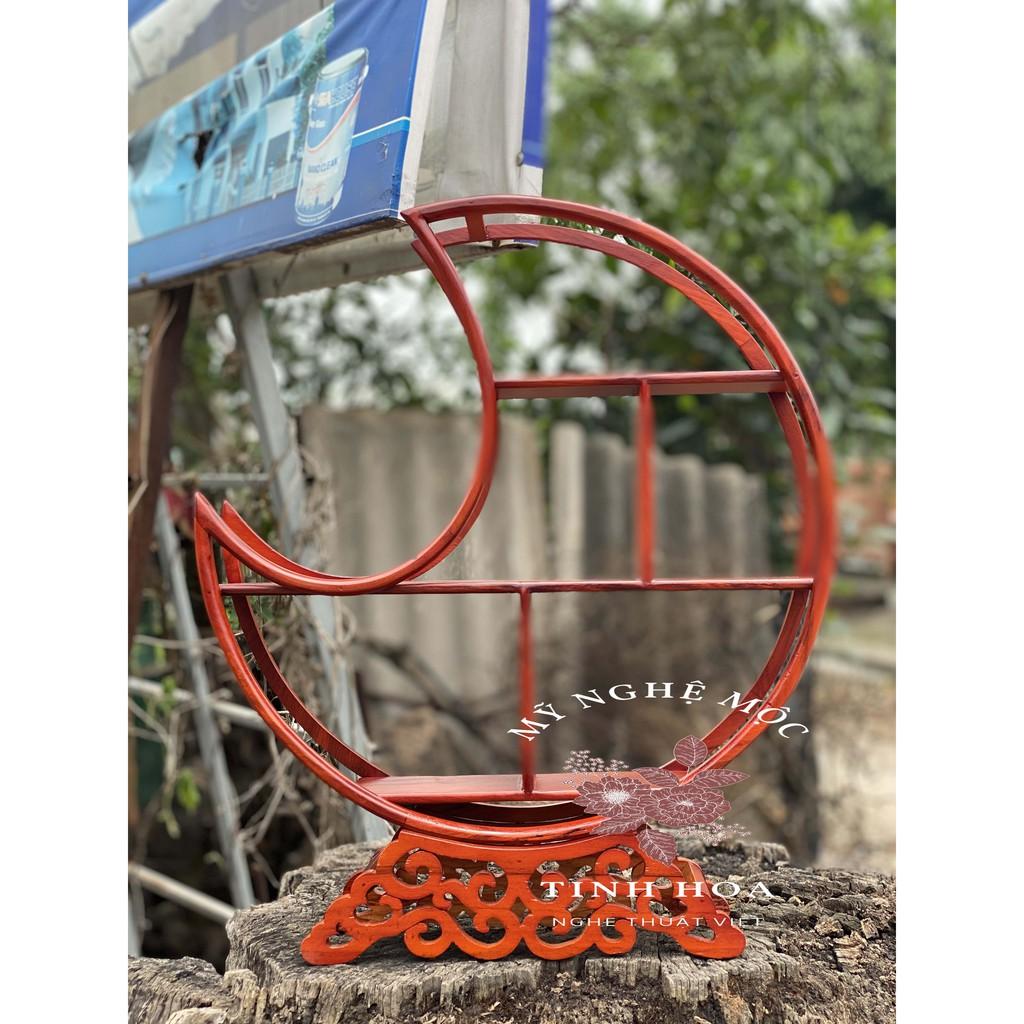 Kệ mini để đồ trang trí, kệ đa năng hình mặt trăng gỗ hương