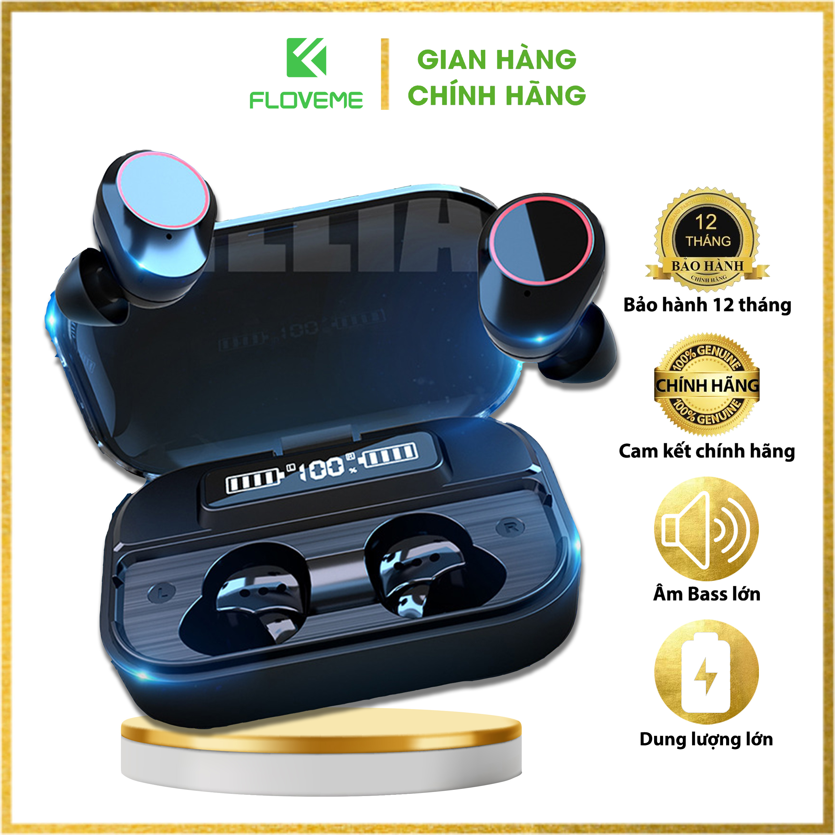 Tai nghe không dây Bluetooth kiêm Pin sạc dự phòng 2000mAh FLOVEME G05 TWS - Kết nối nhanh - Mic đàm thoại siêu nhạy - thiết kế sang trọng - Hàng chính hãng