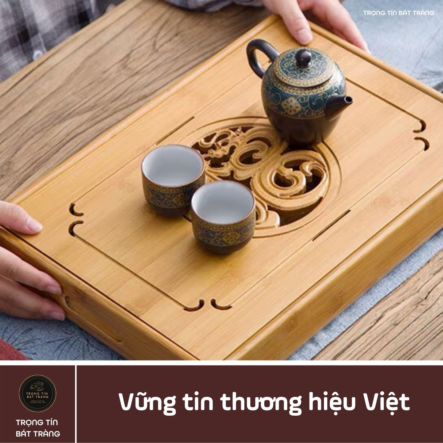 KT 12 Khay Trà Tre Cao Cấp Chữ Nhật Nhỏ
