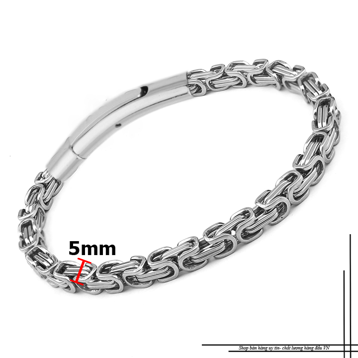 Lắc tay nam hình ziczac 5mm khóa gài Vip sáng đẹp, không đen, thể hiện đẳng cấp phái mạnh
