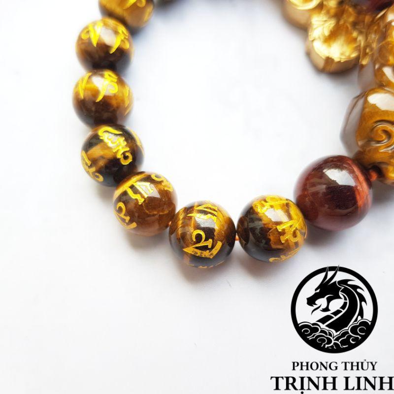 VÒNG TỲ HƯU NÂU ĐỎ VÀ VÀNG KHẮC CHÚ SIZE 12LY