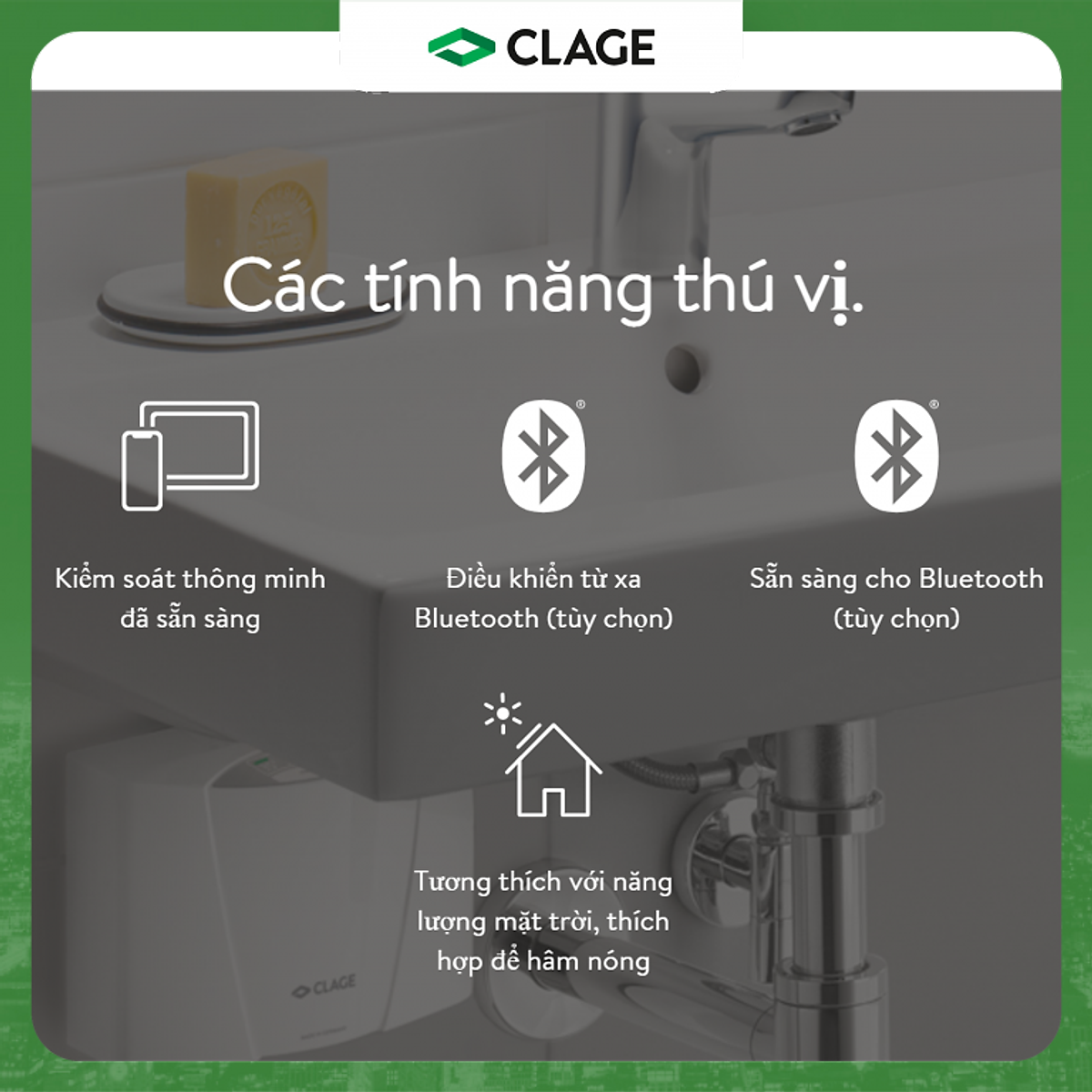 Máy Làm Nước Nóng Tức Thì CLAGE E-mini MCX6, Chống Giật, Điều Khiển Thông Minh Làm Nước Nóng Trực Tiếp- Hàng Chính Hãng