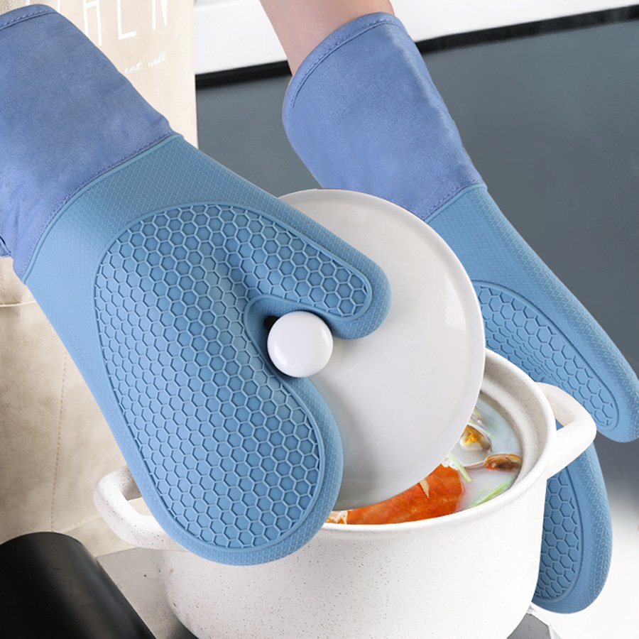 Găng Tay Cách Nhiệt Bằng Cotton Và Silicone Dùng Làm Bếp Và Nấu Nướng