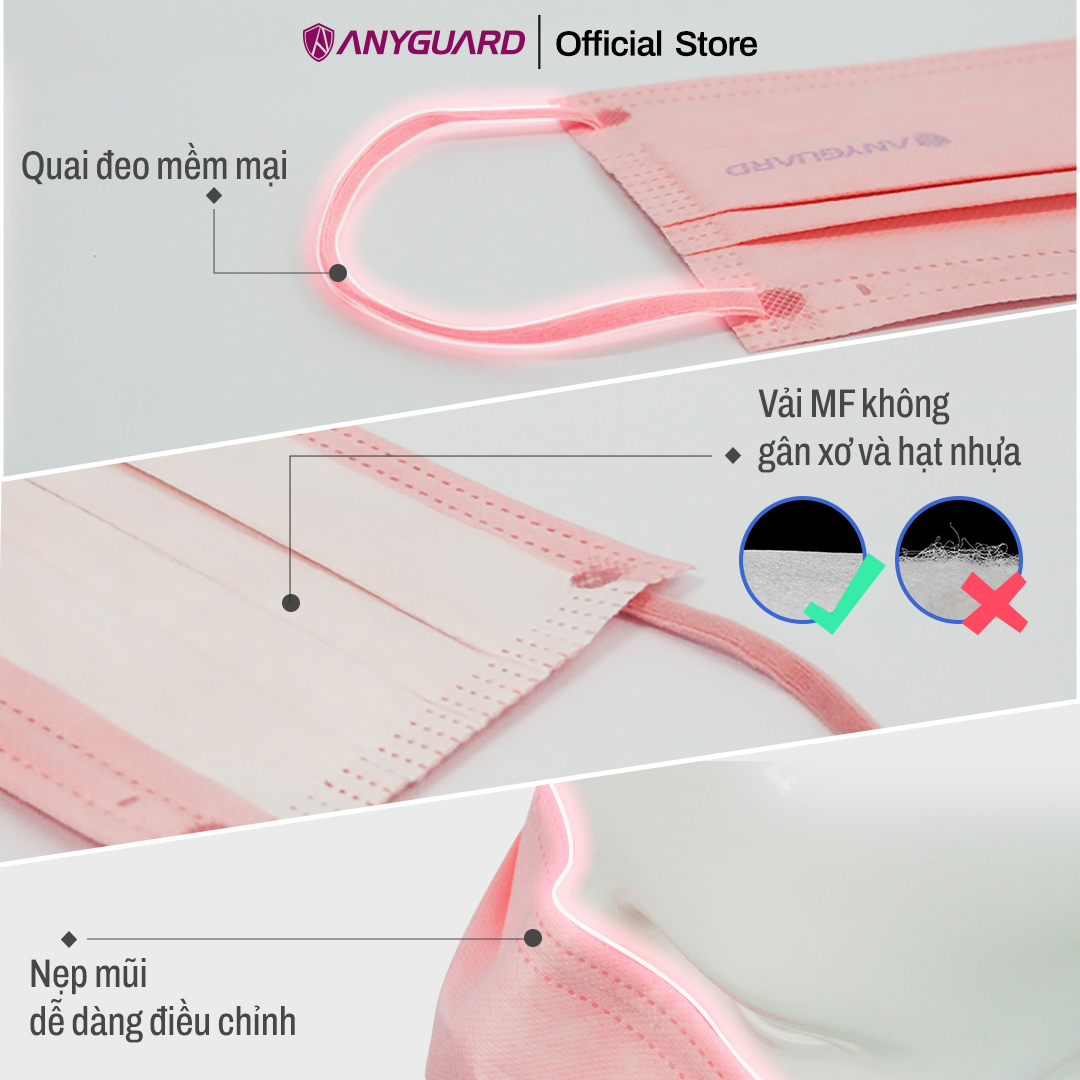 Combo 3 Túi Khẩu Trang Y Tế ANYGUARD SENSE Lọc 99% Vi Khuẩn, Màu Sắc Trendy, An Toàn Da Nhạy Cảm Dành Cho Người Lớn