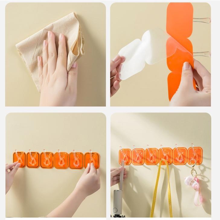 Bộ 6 móc dán tường keo Acrylic cao cấp mẫu mới
