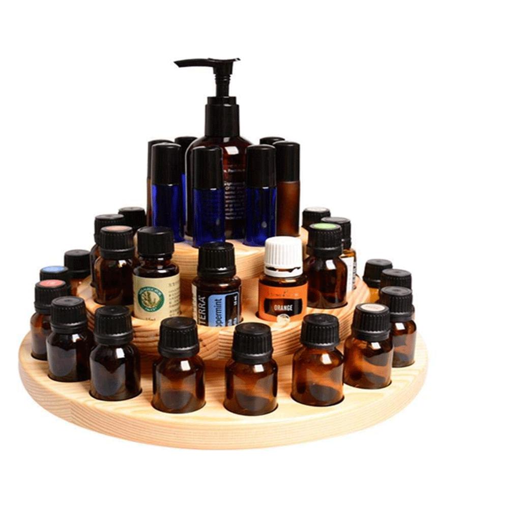 Wood Rotating Essential Oil Holder Display Shelf Organizer 3 Tier 39 Hole