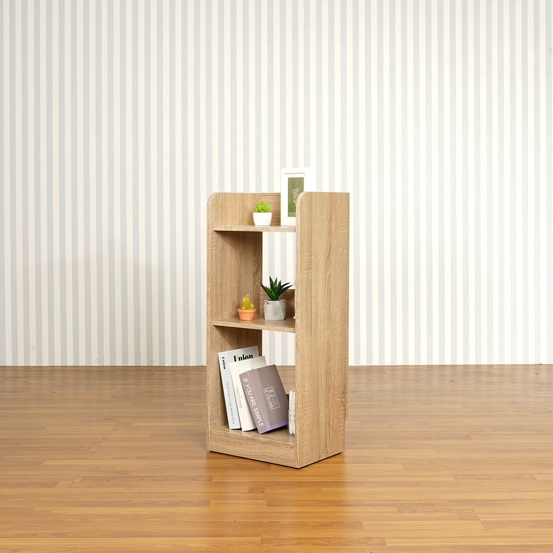 SB Furniture, Looms, RABBIE Storage Shelf, Solid Oak Color, W40xD30xH91 cm.