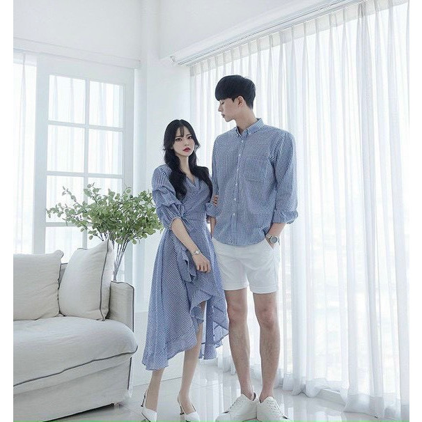 Set đồ đôi somi áo váy cặp CoupleTina cao cấp - Đầm thiết kế-Phù hợp đi tiệc dạo phố