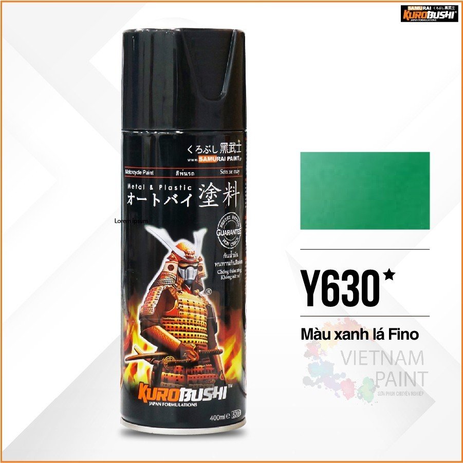 COMBO Sơn Samurai màu xanh lá FINO Y630 gồm 5 chai đủ quy trình