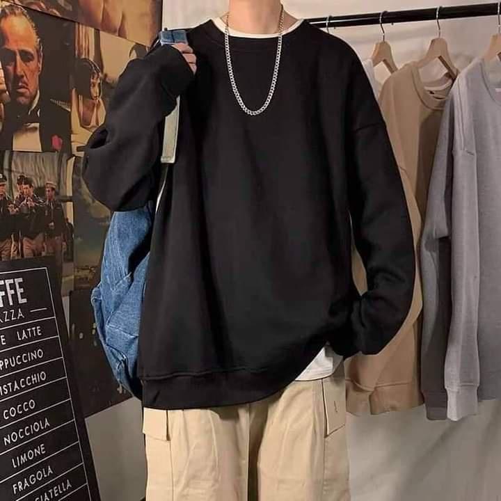 Áo Sweater , Cổ dệt chữ X cao cấp không in - Áo nỉ Đôi Nam nữ phong cách Hàn Quốc, Áo thu đông