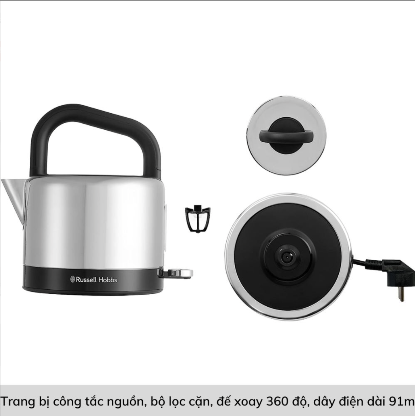 Ấm Siêu Tốc Russell Hobbs Distinctions 2400W 1.5L màu Titan -  Hàng Chính Hãng Nhập Khẩu Đức &amp; EU