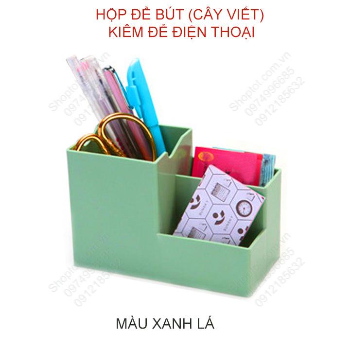 Hộp để bút cây viết có vị trí để điện thoại tiện dụng, làm bằng nhựa ABS bền và chắc chắn