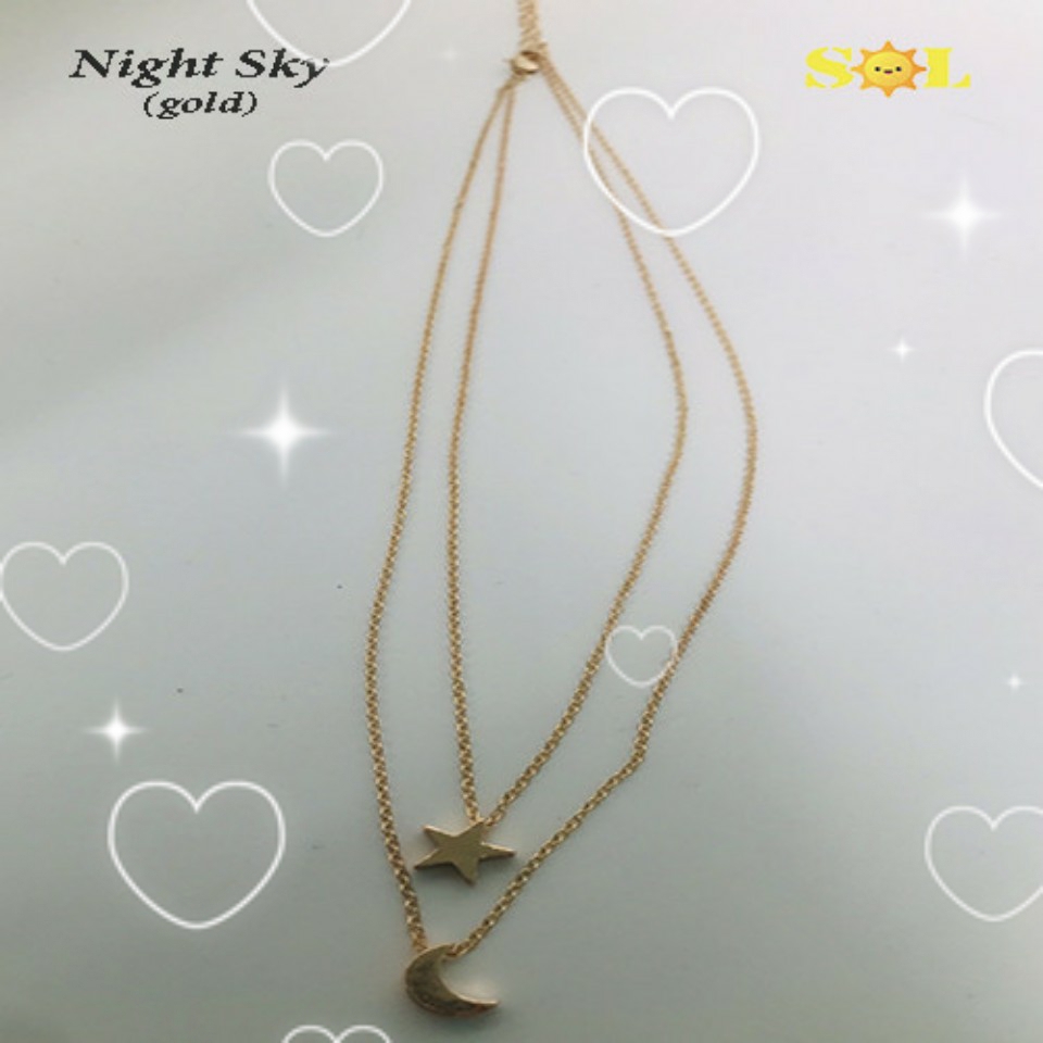 Dây chuyền nữ mặt trăng ngôi sao vàng - mua 2 tặng 1