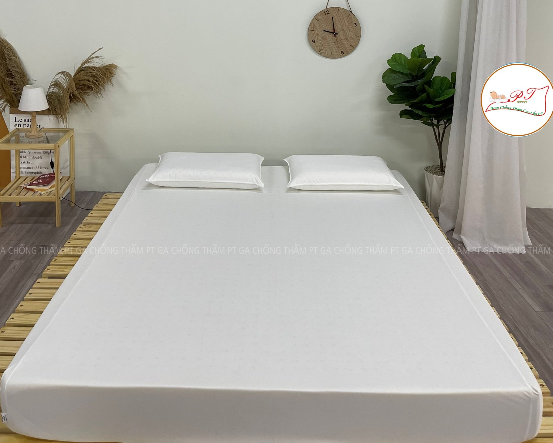 Ga Chống Thấm Cao Cấp PT Mẫu Họa Tiết Trắng Trơn