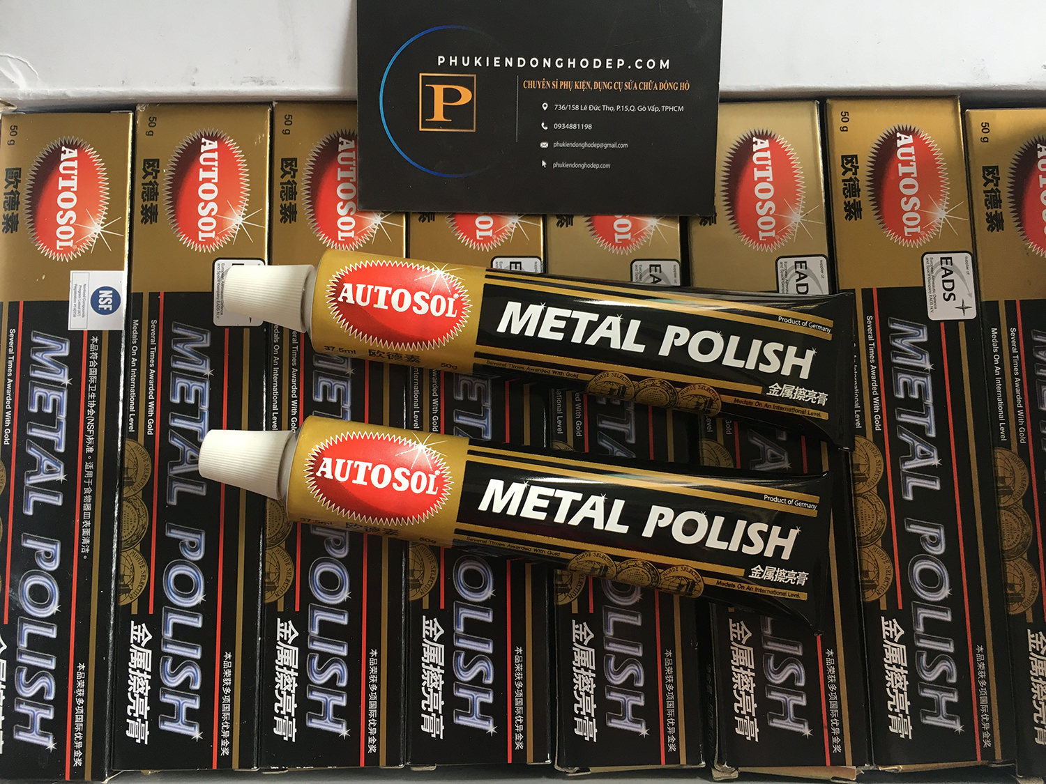Autosol Metal Polish 50g Kem đánh bóng làm mới kim loại, dây đồng hồ, inox, nhôm