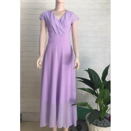 ĐẦM MAXI CỔ V TAY CON