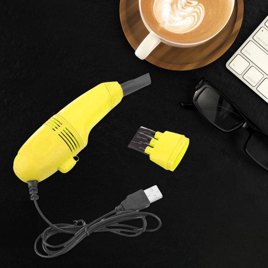 2x Mini Desktop Vacuum Cleaner Hairs Printer Window Groove Yellow+Blue