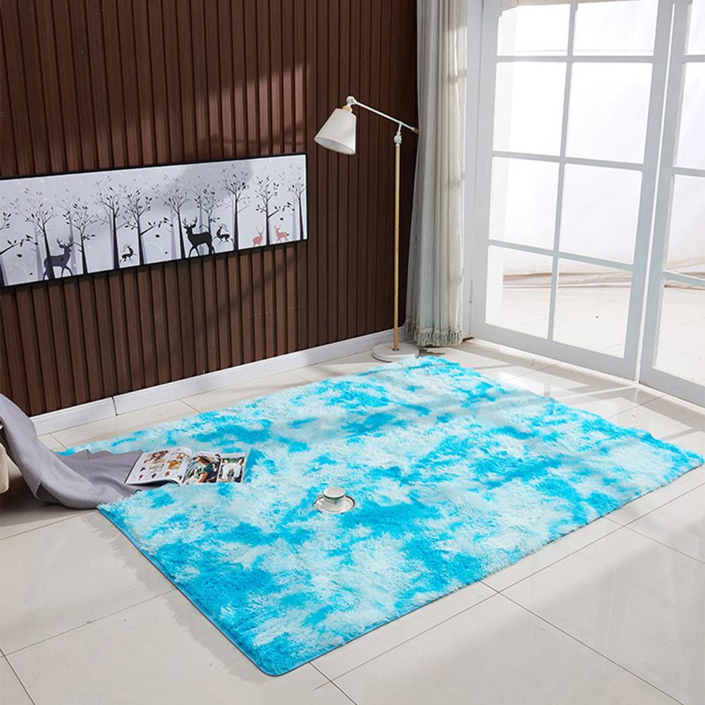 Thảm trải sàn bằng lông mịn màu loang hình chữ nhật, Thiết kế đáy chống trượt, phong cách đơn giản hiện đại