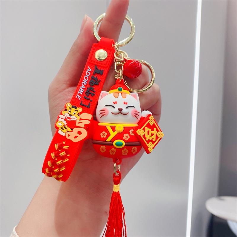 Móc khóa mèo thần tài may mắn có chuông cao cấp đẹp cute hình thú dễ thương phụ kiện túi xách MK7 - Rockcow