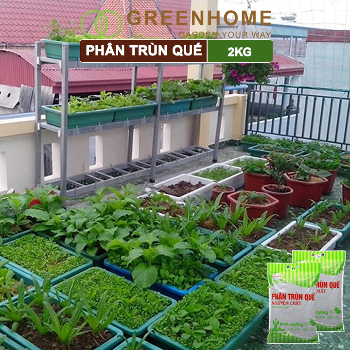 Phân Trùn Quế Greenhome, Lavamix, Bao 2kg, Nguyên Chất, Bổ Sung Dinh Dưỡng, Cải Tạo Đất, Hữu Cơ Tiện Lợi, Bón Rau, Hoa