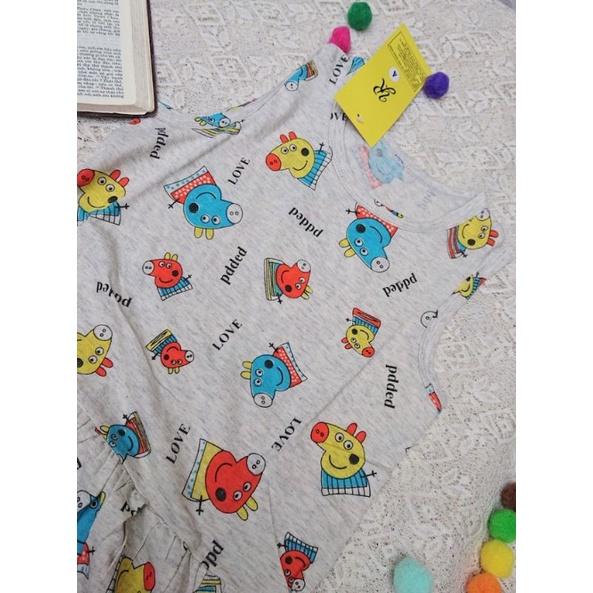 Đầm bé gái sát nách họa tiết heo Peppa