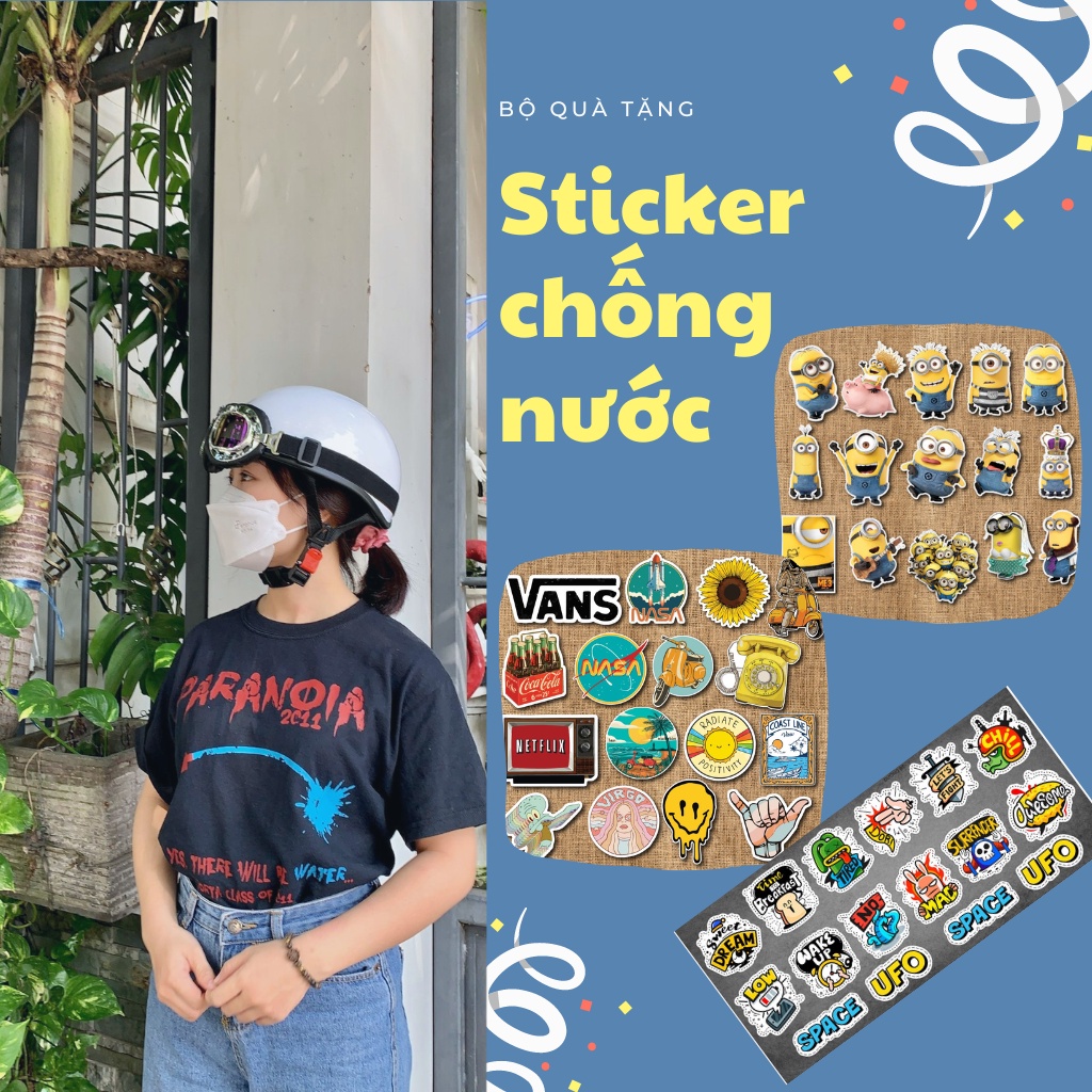 Sticker dán mũ bảo hiểm, laptop chống nước- màu ngẫu nhiên - 7 hình/ tờ