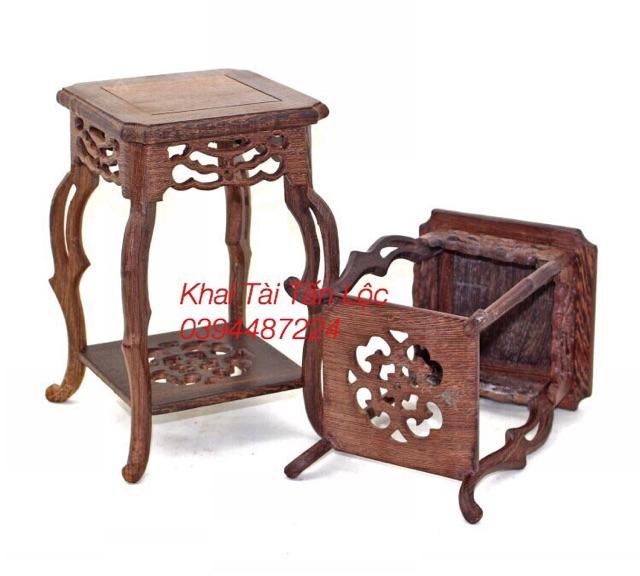 Đế gỗ , đôn gỗ kiểu cổ trang để đặt tượng và chậu bonsai cao 20 cm