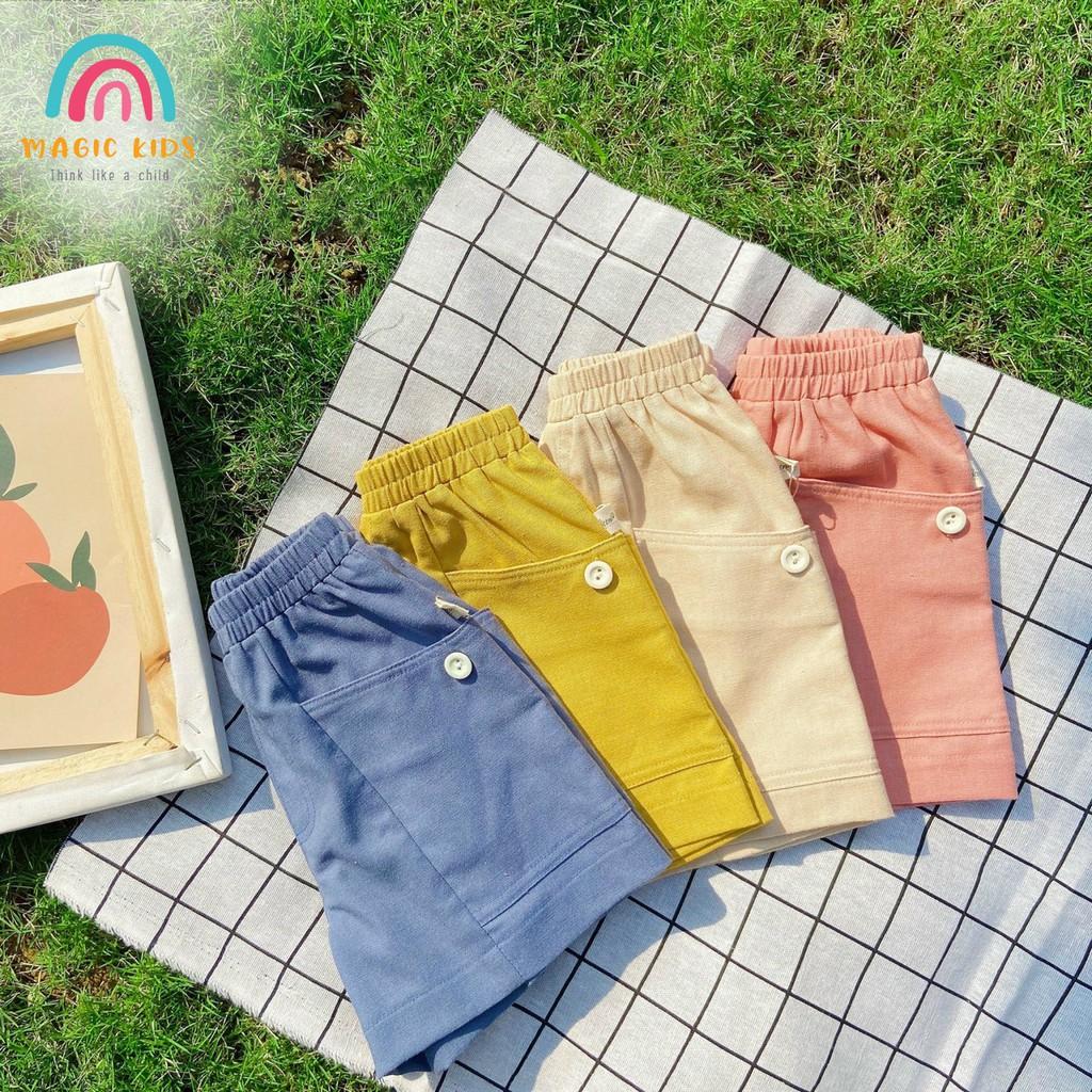 Quần sooc đùi túi sườn linen mềm mặc siêu thích cho bé trai bé gái từ 10-23kg - Thời trang Bonkids