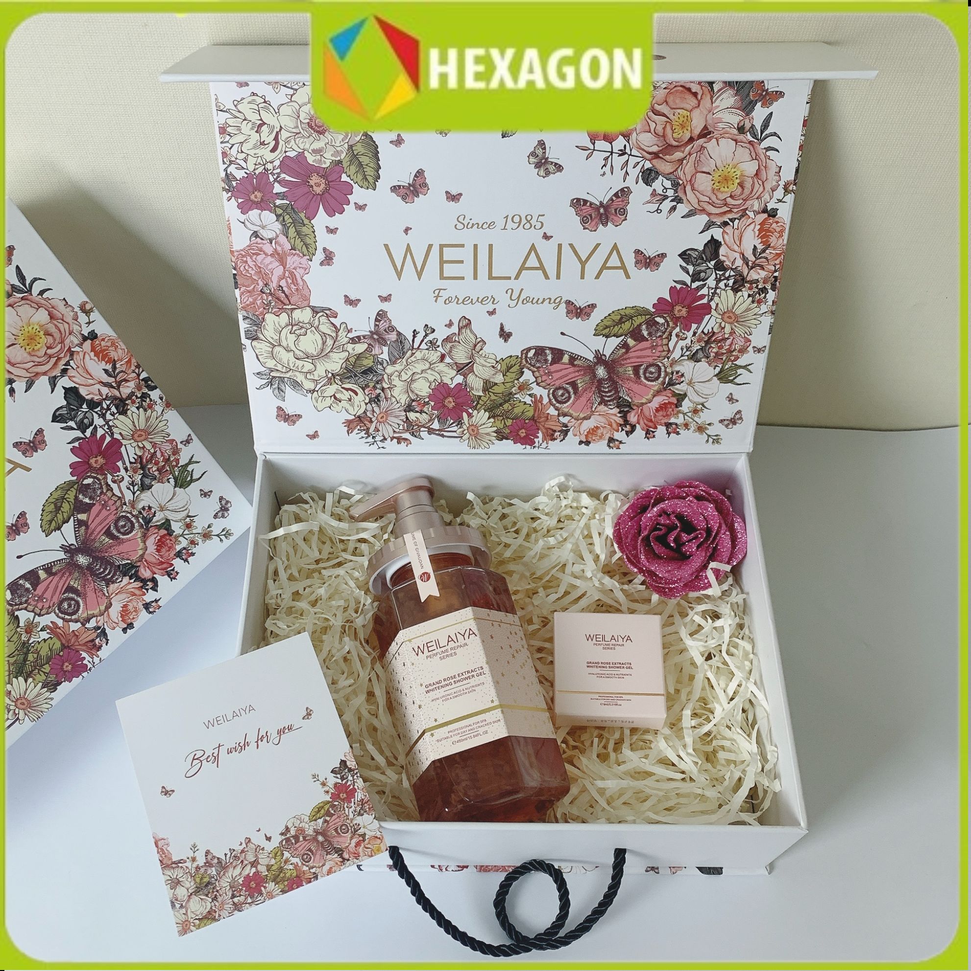 Set quà tặng cao cấp WEILAIYA : Sữa tắm Hoa Hồng giúp Cấp ẩm và Trắng da - Hương nước hoa ngọt ngào quyến rũ