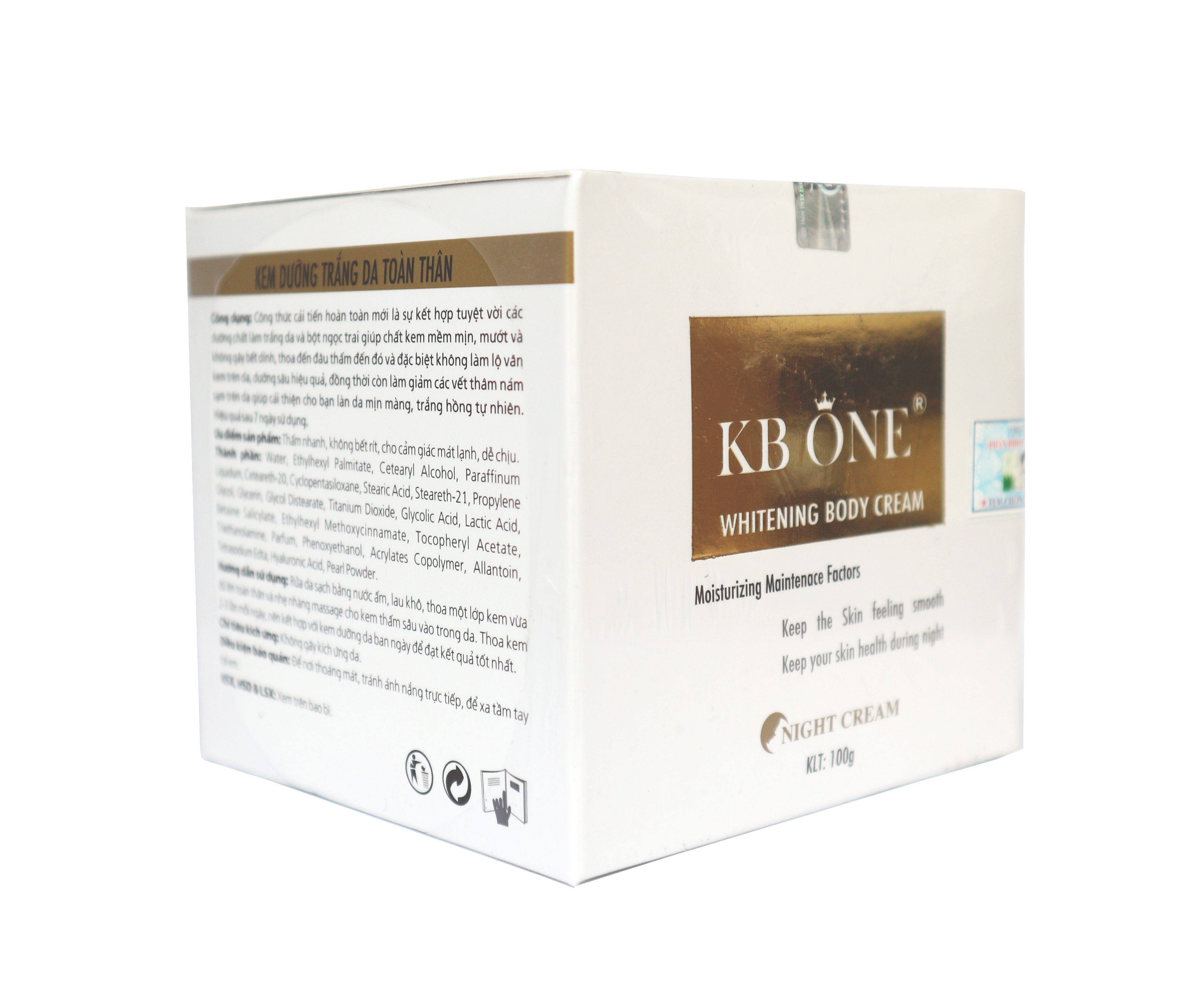 Kem Dưỡng trắng da toàn thân KBONE 100g (Ban đêm) - Tặng kèm thìa lấy kem CLD