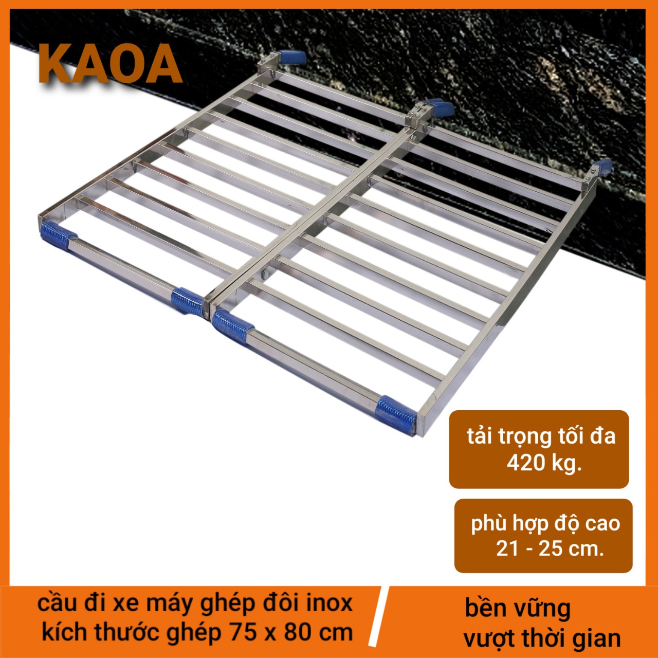 CẦU ĐI XE MÁY GHÉP ĐÔI INOX . kt 75x80cm