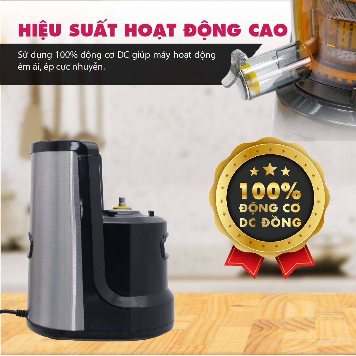 Máy Ép Trái Cây cao cấp Mishio MK313 Slowjuicer motor đồng trọng lượng máy 8.0kg