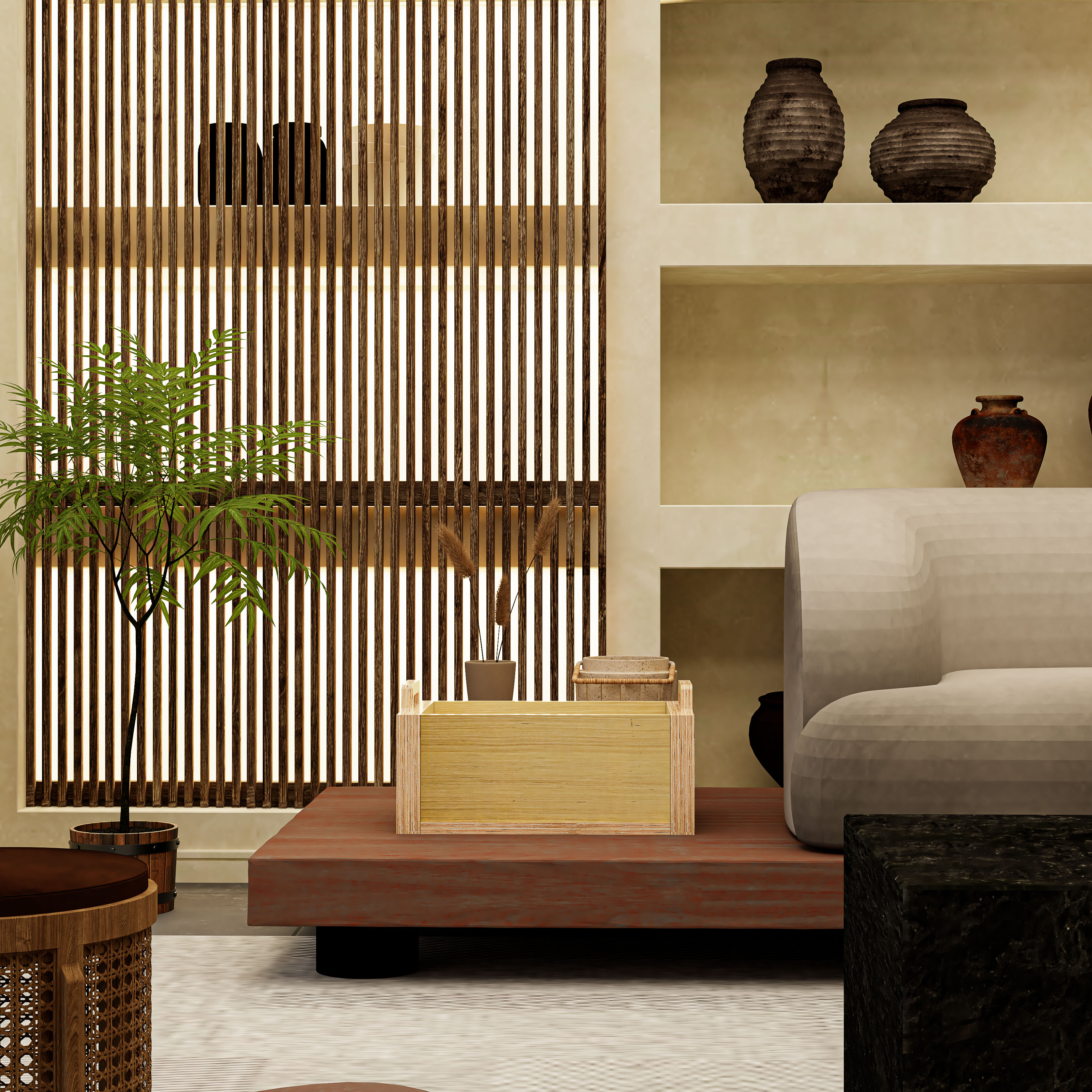 HAPPY FURNITURE , Gỗ tự nhiên , Thùng lưu trữ gỗ Plywood - GAMOR , TLT_022 , 45cm x 30cm x 22cm DxRxC