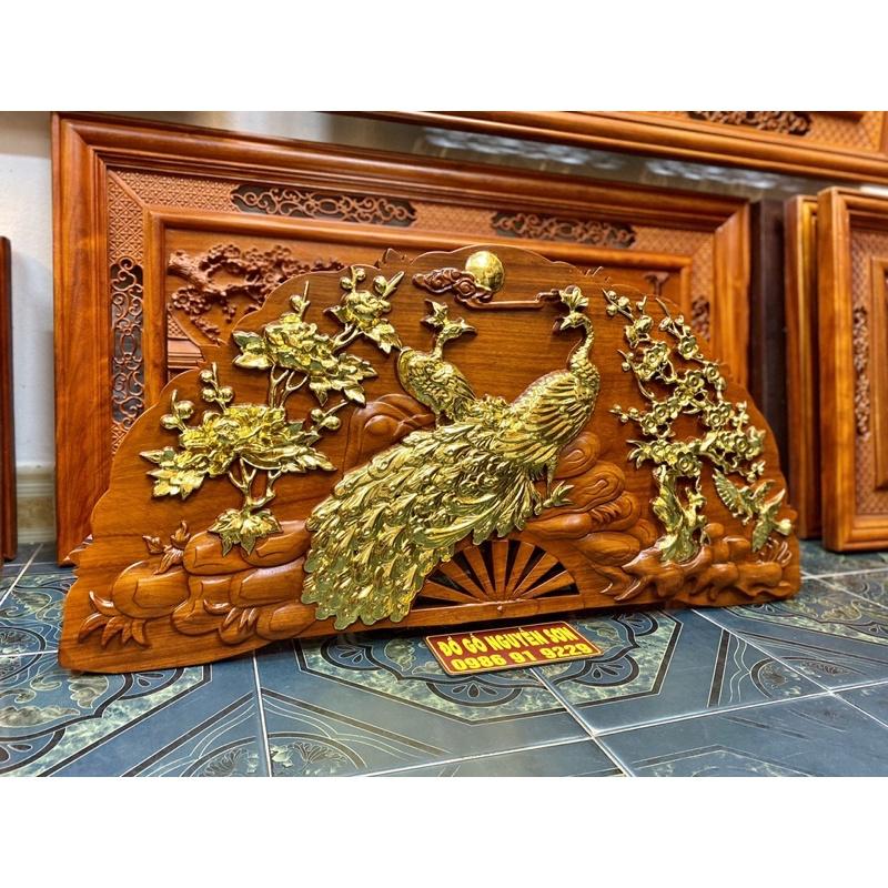 Tranh quạt gỗ phu thê gỗ hương kích thích 50*100cm,ván liền khối dày 4cm