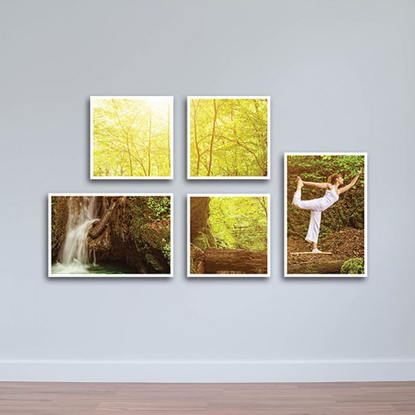 Bộ 5 Tranh Gỗ MDF Treo Tường Yoga Và Thiên Nhiên W1136